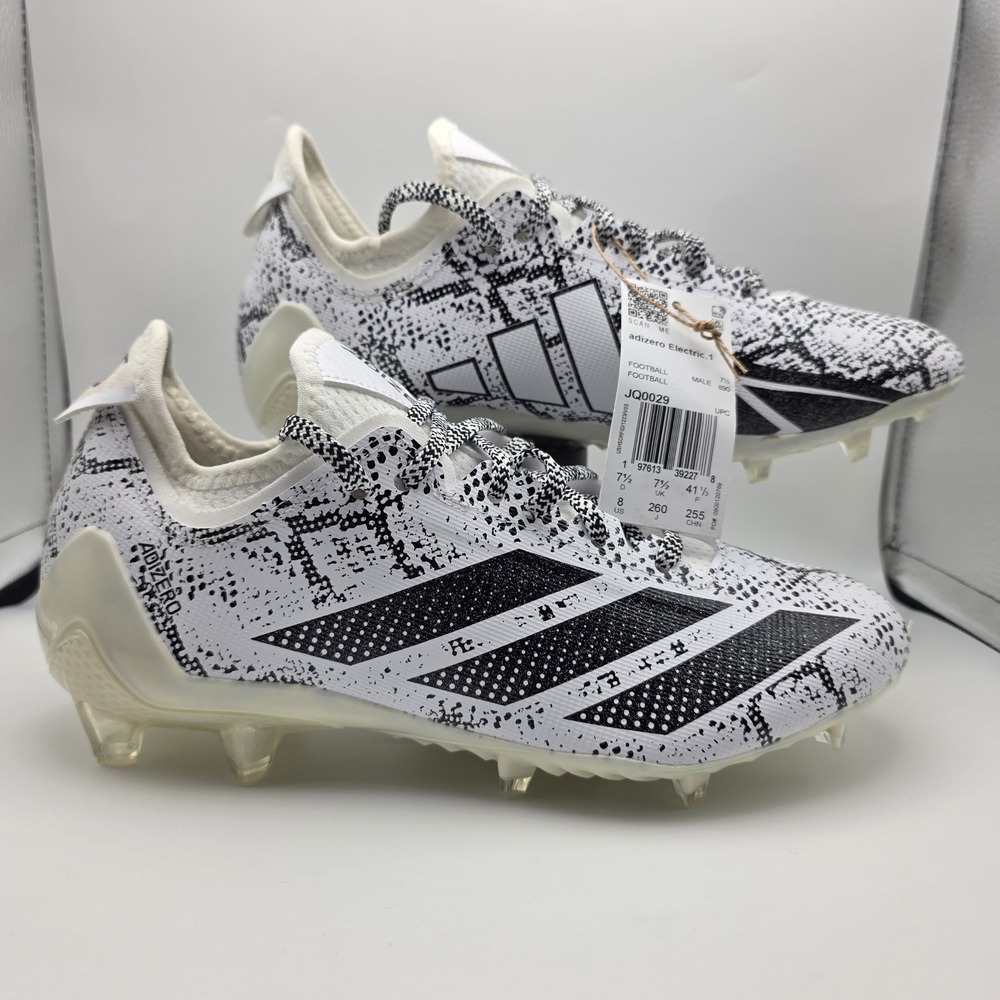 Adidas Adizero Electric.1 Football Cleats White Black Snakeskin JQ0029 Mens 8